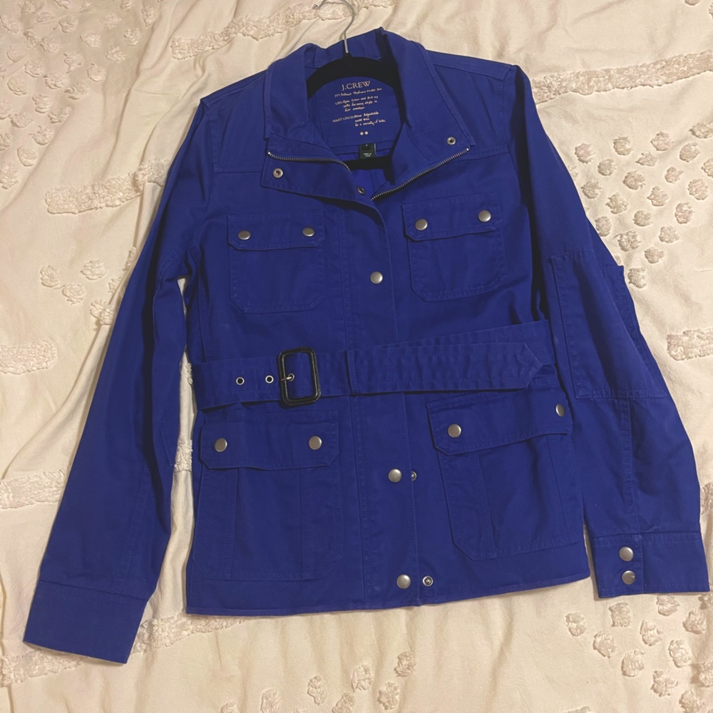 J. CREW Indigo Blue Field Cargo Zip Up Shirt Field Jacket Women's Size Small